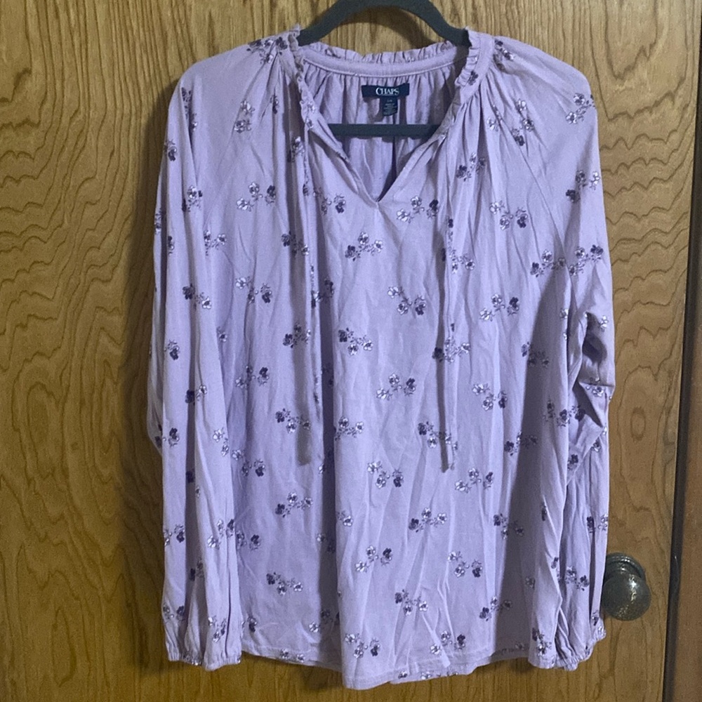 NWT Chaps Large Purple long sleeve shirt with small flowers
